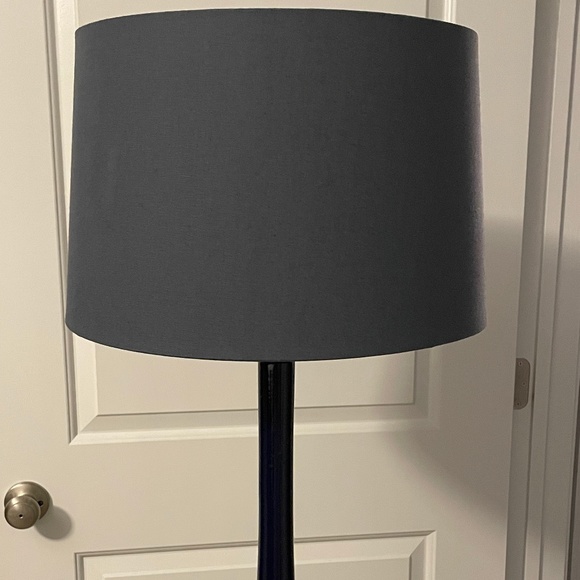 Large 16"D x 10"H Slate Blue Linen Empire Drum Hardback Lamp Shade w/Uno Fitting - Picture 1 of 8